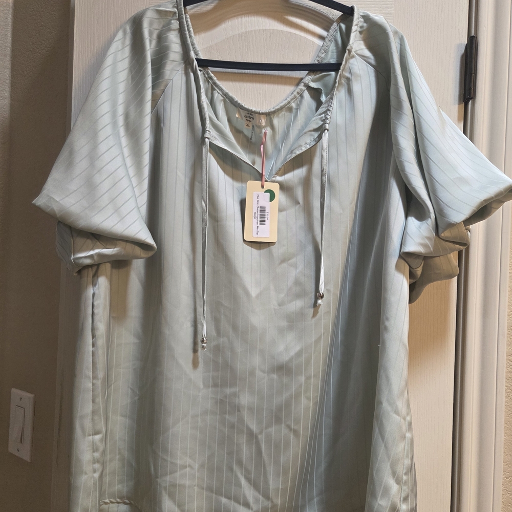 entro Mint Green Pinstripe Blouse